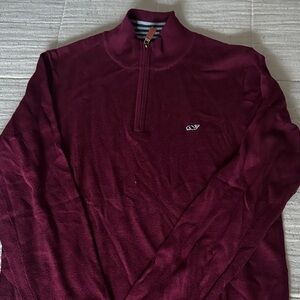 Vineyard Vines Men's Burgundy Half-Zip Sweater